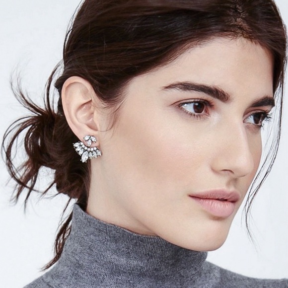 2/$20!Antiqued Gold/Crystal Fan w/Jackets Earrings - Picture 3 of 9